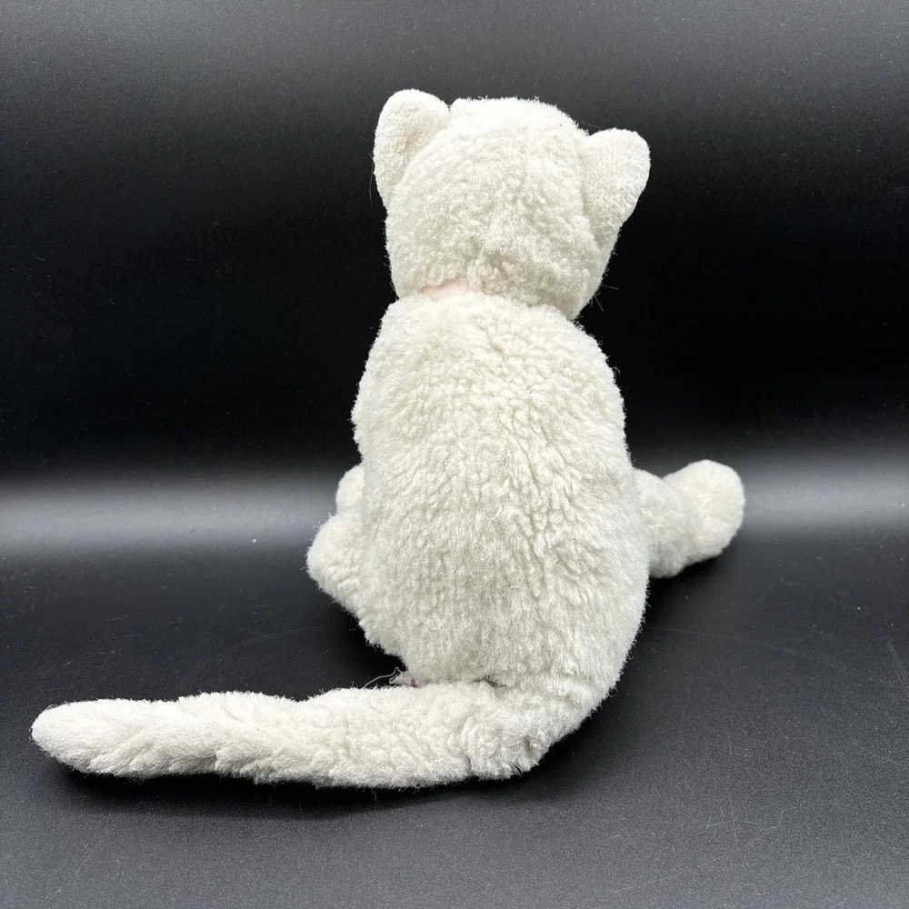 Vintage 1996 Ty Classic Crystal White Cat Plush Green Eyes Pink Bow Large 12